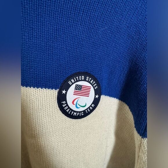 Polo Ralph Lauren Paralympics USA Wool Knit Sweater Sz XXL Colorblock Blue Cream - Picture 5 of 9
